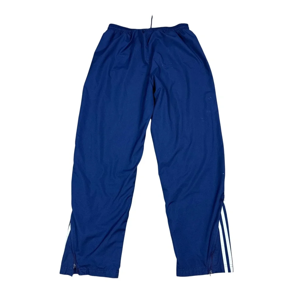 Vintage 2001 Adidas Navy Blue Striped Nylon Track Pants Men's Medium FLAWS